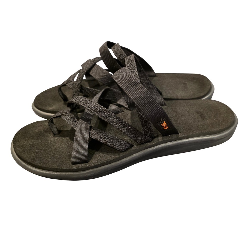 Teva Voya Infinity Black Strappy Sandals Womens 11 Flip Flop 1117032